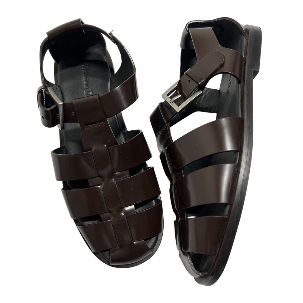 Massimo Dutti Buckled Cage Sandals in Brown